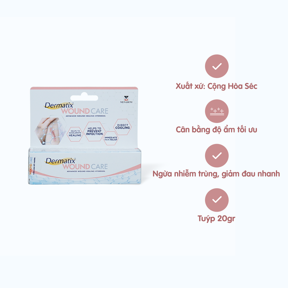 Gel bôi DERMATIX Wound Care hỗ trợ chữa lành vết thương (Hộp 20gr)