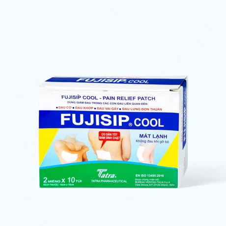 Cao dán giảm đau FUJISIP Cool dùng giảm đau các cơn đau nhức ở cơ và khớp (Hộp 10 túi x 2 miếng)