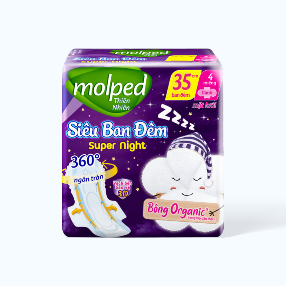 Băng vệ sinh thiên nhiên ban đêm có cánh Molped (35cm x 3 miếng)