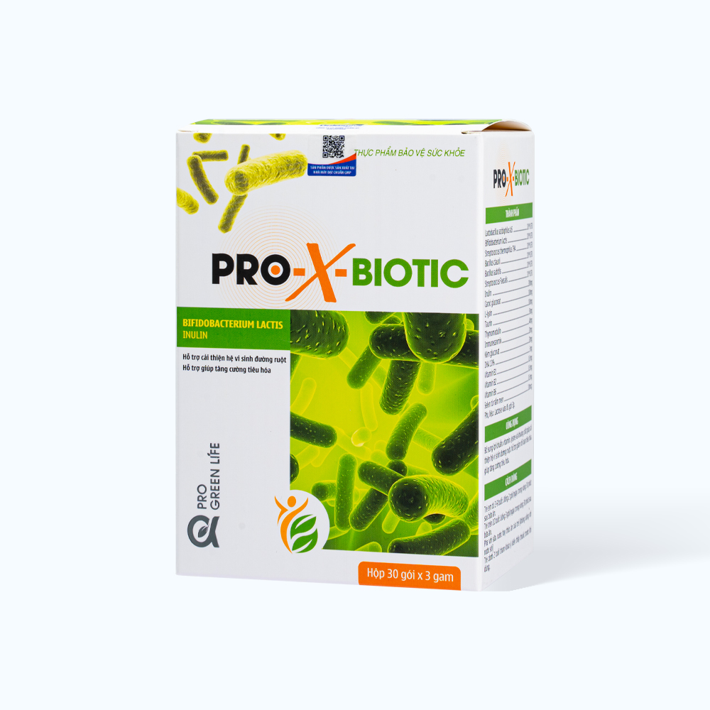 Men vi sinh Pro-X-Biotic hỗ trợ giảm rối loạn tiêu hóa, giúp tăng cường tiêu hóa (Hộp 30 gói)