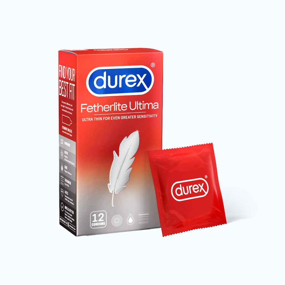 Bao cao su DUREX Fetherlite Ultima siêu mỏng dùng tránh thai và các bệnh lây nhiễm (hộp 12 cái)