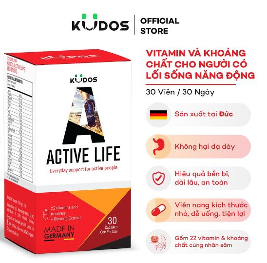 Viên uống Kudos Active Life bổ sung vitamin và khoáng chất (Hộp 30 viên)