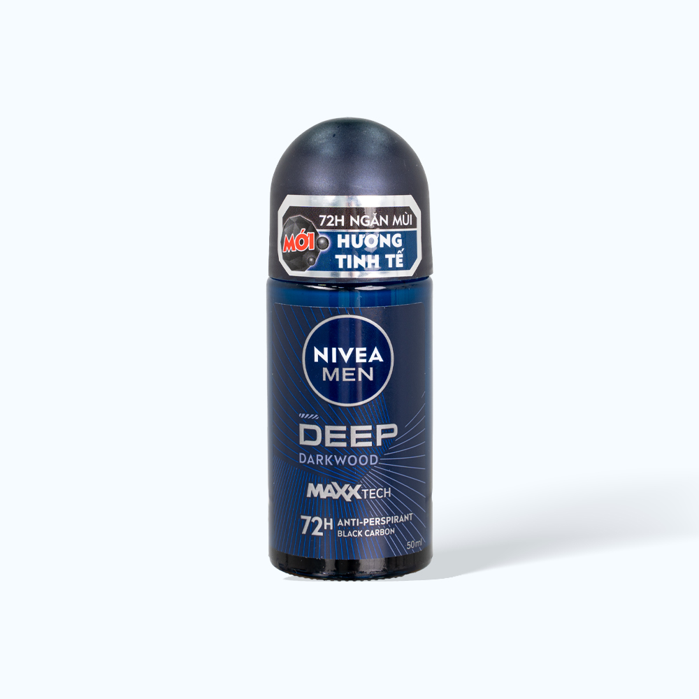 Lăn ngăn mùi than đen hoạt tính cho nam Nivea Men Deep Black Charcoal Dark Wood 72h (50ml)