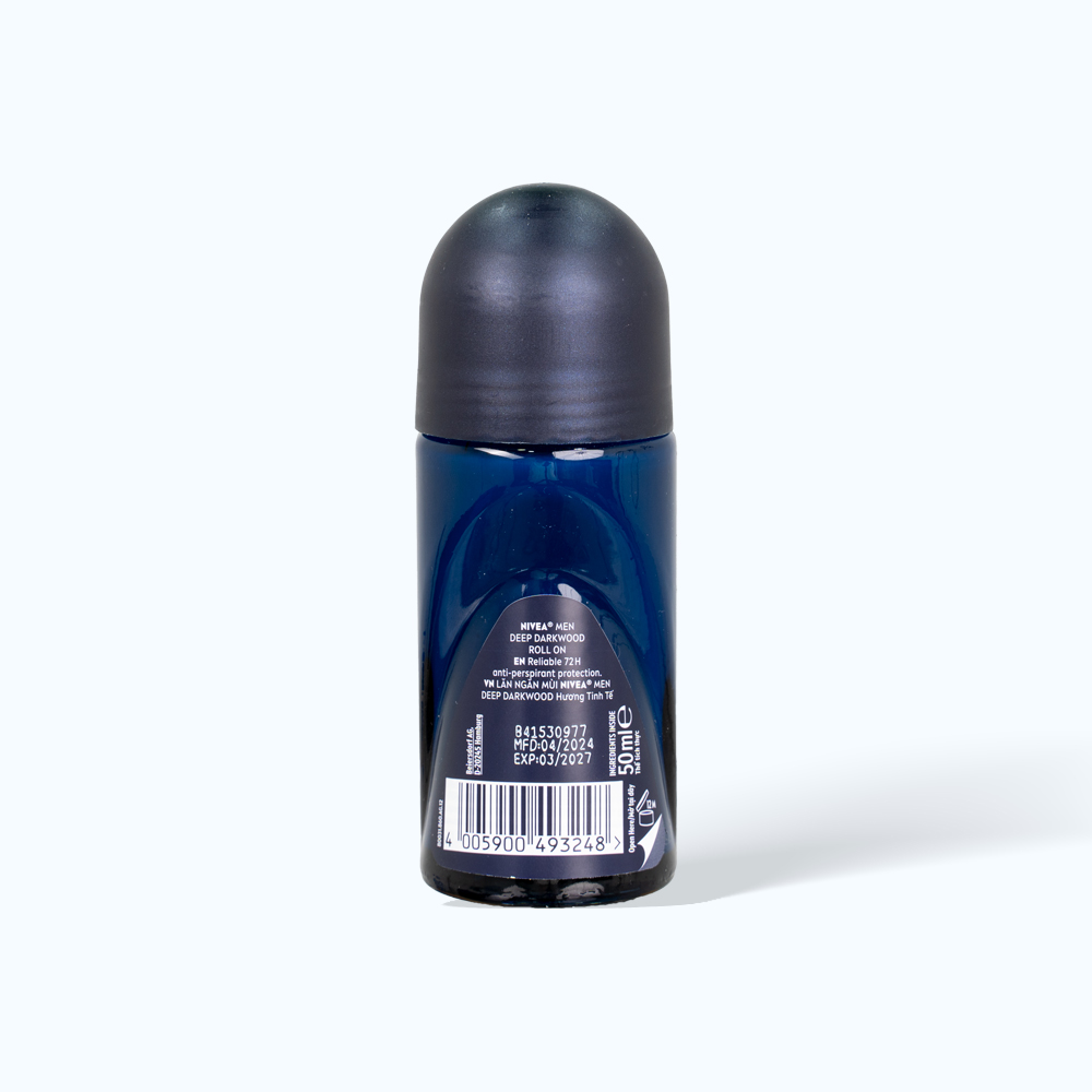 Lăn ngăn mùi than đen hoạt tính cho nam Nivea Men Deep Black Charcoal Dark Wood 72h (50ml)