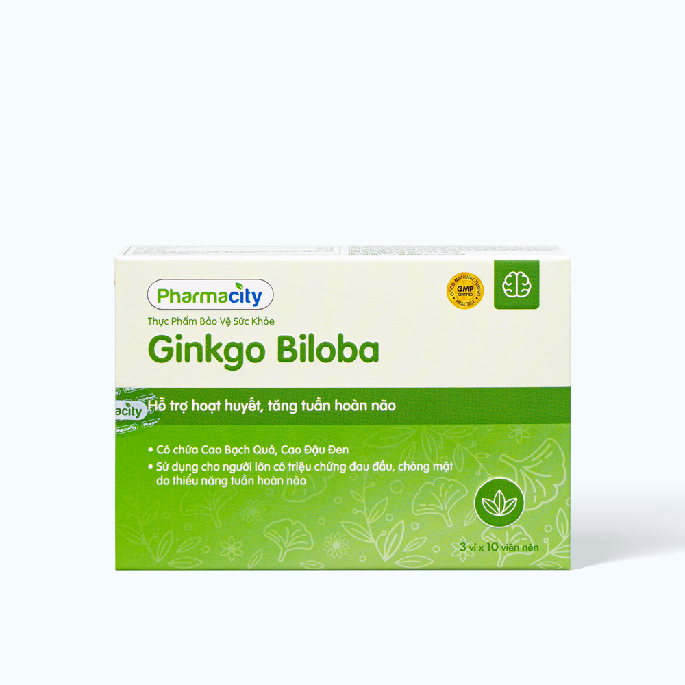 Viên uống Pharmacity Ginkgo Biloba hỗ trợ hoạt huyết, tăng tuần hoàn não (Hộp 30 viên)