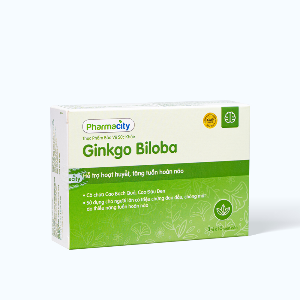 Viên uống Pharmacity Ginkgo Biloba hỗ trợ hoạt huyết, tăng tuần hoàn não (Hộp 30 viên)