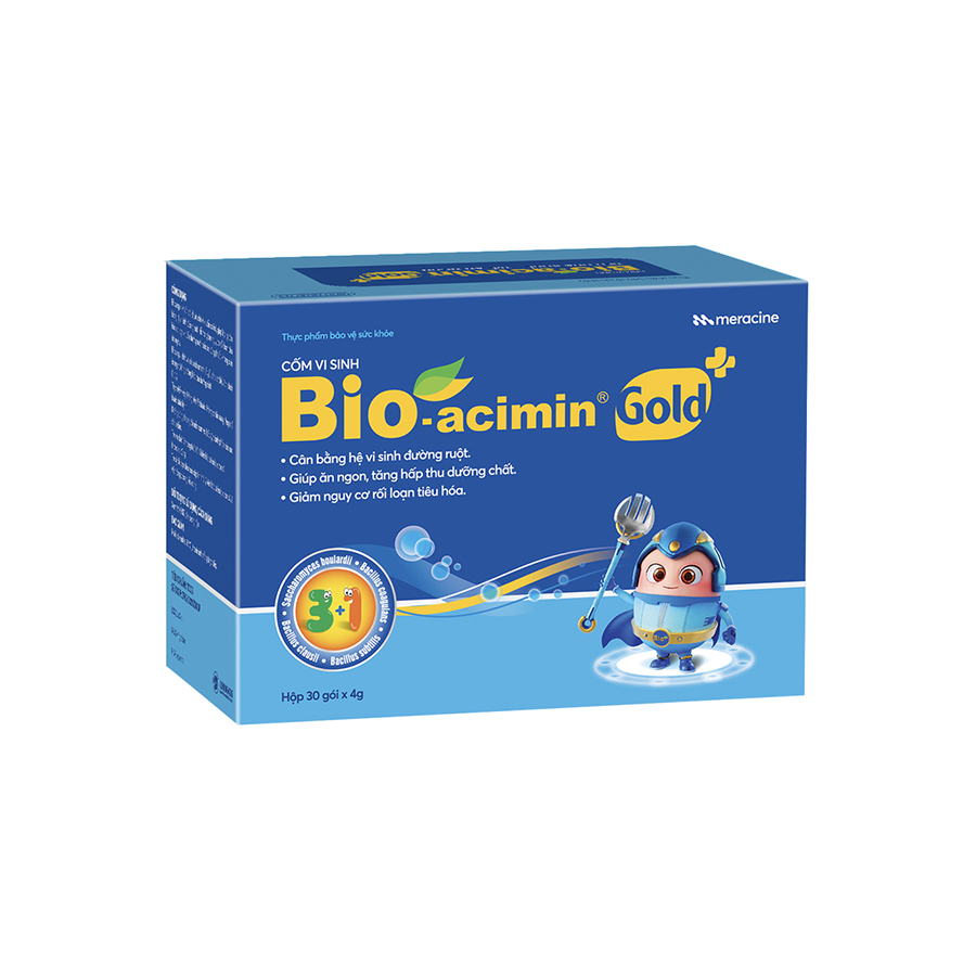 Cốm vi sinh Bioacimin Gold hỗ trợ cân bằng hệ vi sinh đường ruột (Hộp 30 gói)