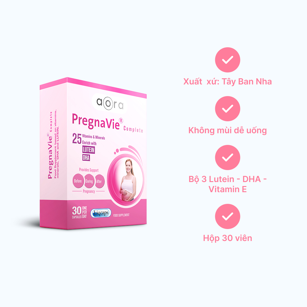 Viên uống PregnaVie Complete bổ sung 25 vi chất bao gồm Lutein & DHA cho Mẹ bầu (30 viên)