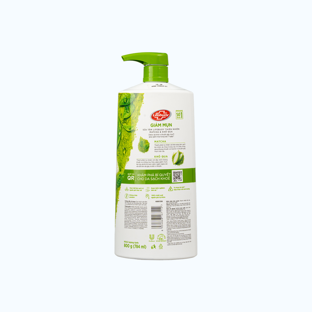 Sữa Tắm LIFEBUOY Matcha & Khổ Qua giúp kháng khuẩn cho da (800g)