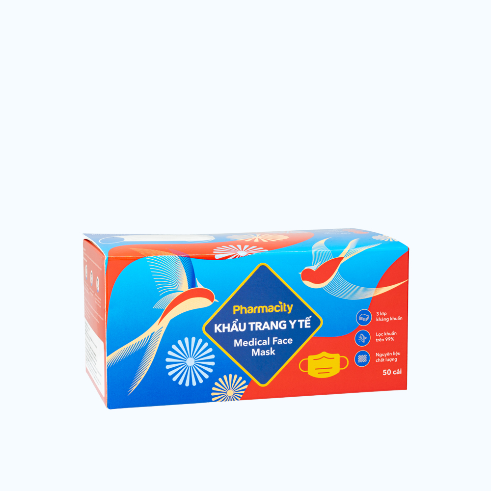 Khẩu trang y tế Pharmacity màu trắng (Hộp 50 cái) - TẾT 2025