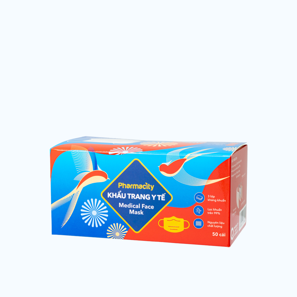 Khẩu trang y tế Pharmacity màu trắng (Hộp 50 cái) - TẾT 2025