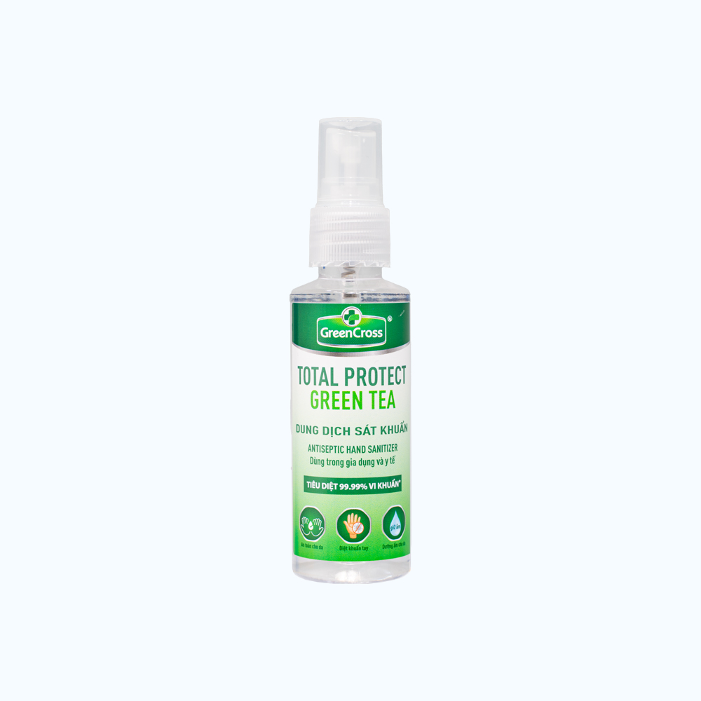 Xịt Rửa Tay Khô Green Cross Làm Sạch Tay Kháng Khuẩn Khử Mùi Hương Trà Xanh 70ml