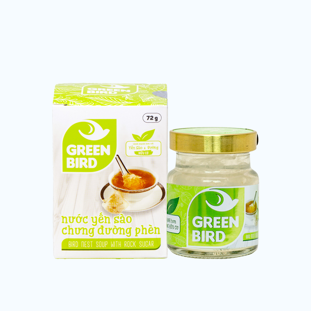 Nước Yến Sào Chưng Đường Phèn Green Bird Lốc 4 Hũ x 72G