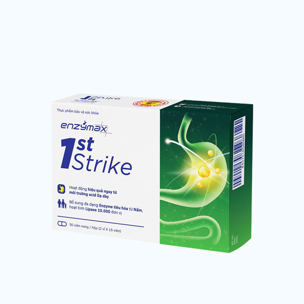 Viên uống Enzymax 1st Strike (Hộp 30 viên) hỗ trợ giảm đầy bụng khó tiêu