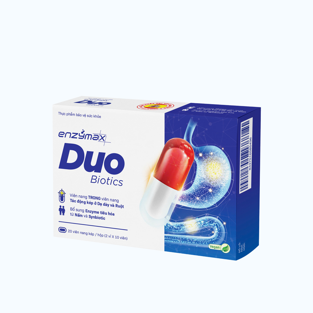 Thực phẩm bảo vệ sức khỏe Enzymax Duo Biotics bổ sung lợi khuẩn và enzyme tiêu hóa (Hộp 2 vỉx10viên