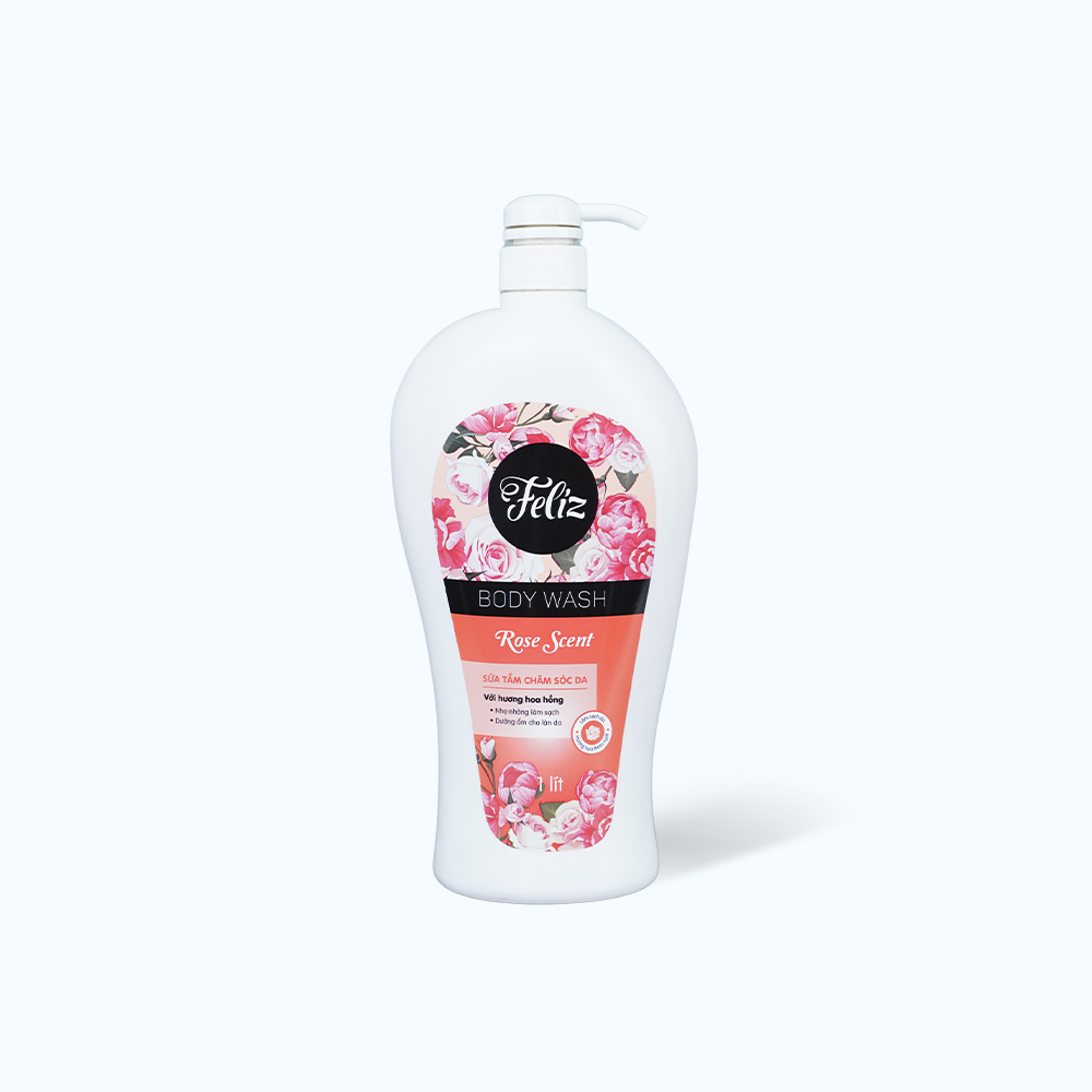 Sữa tắm hương Hoa hồng Feliz Body Wash Rose (Chai 1 lít)