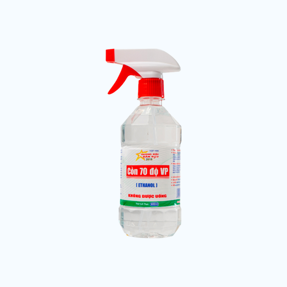 Cồn 70 độ Vĩnh Phúc có vòi xịt (Chai 500ml) giúp khử khuẩn bề mặt