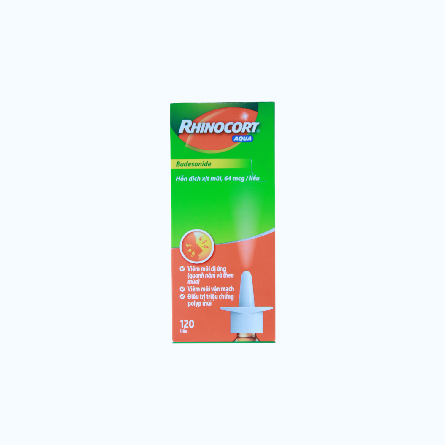 Thuốc xịt mũi Rhinocort Aqua 64mcg (chai 120 liều) điều trị viêm mũi dị ứng