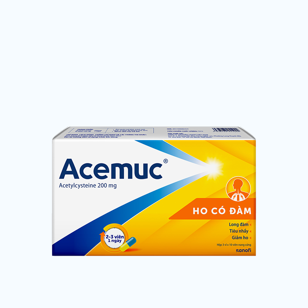 Acemuc 200mg (Hộp/30 viên) – Tiêu nhầy, thông thoáng đường thở