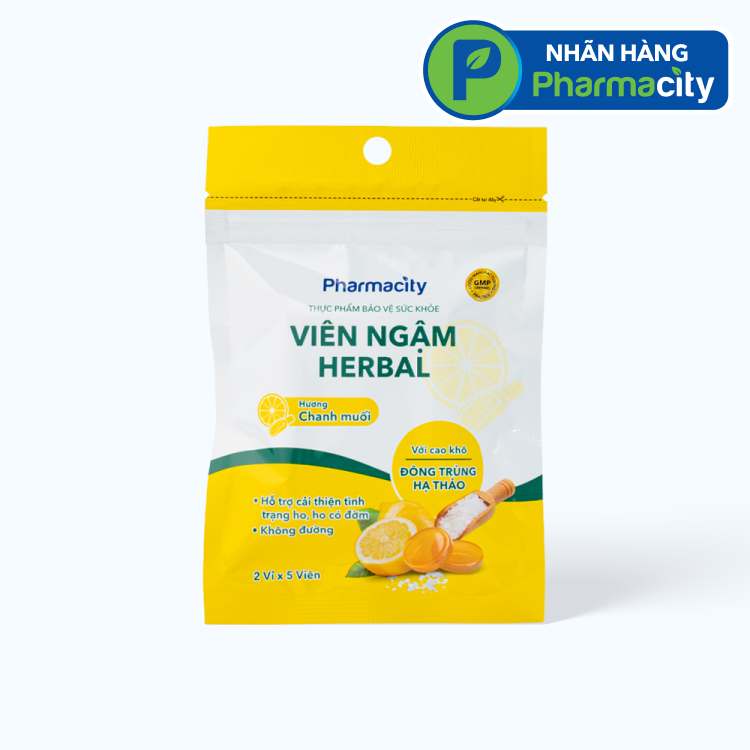 Viên Ngậm Pharmacity Herbal Lozenges Hương Chanh Muối Hỗ Trợ Cải Thiện Tình Trạng Ho (2 vỉ x 5 viên)