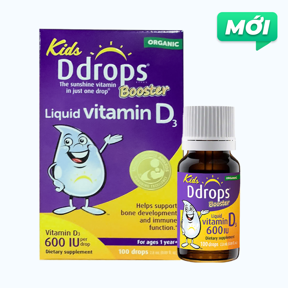 Bổ sung Vitamin D3 Ddrop Kids Hỗ Trợ Hấp Thu Calci Cho Trẻ Từ 1 Tuổi (Chai 2.8ml)