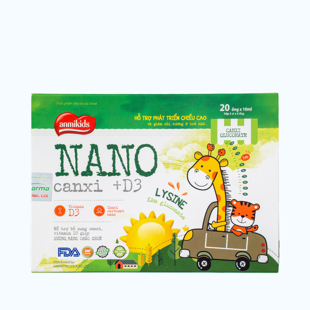 Thực phẩm bảo vệ sức khỏe Dược Nam Anmikids Nano Canxi + D3 bổ sung canxi, vitamin D3 cho trẻ em (Hộ