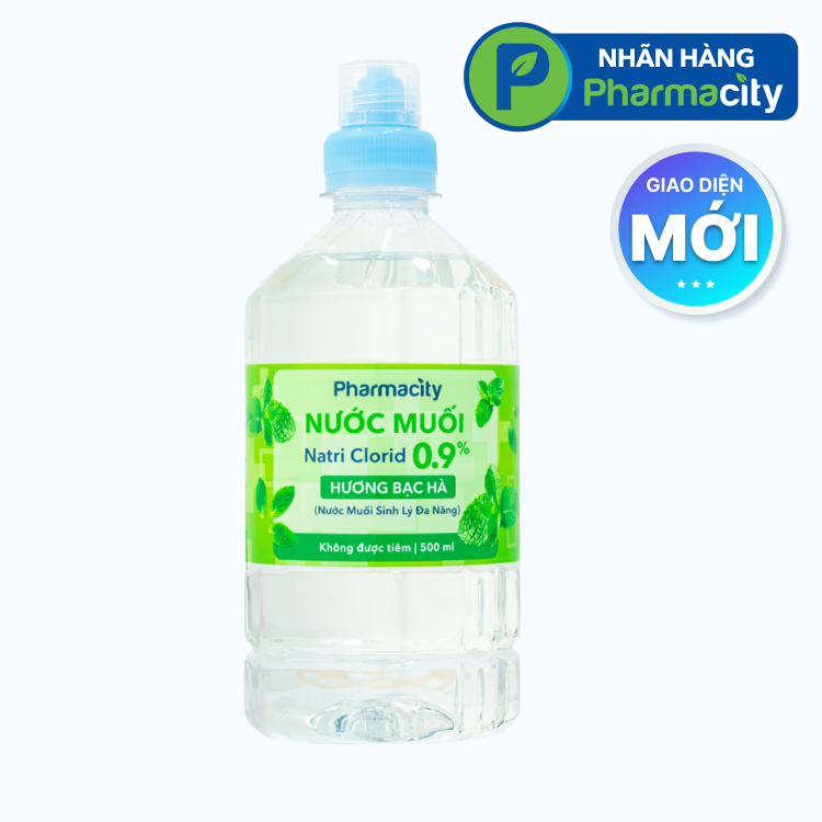 Nước muối sinh lý Pharmacity Natri Clorid 0,9% Hương bạc hà (500ml)