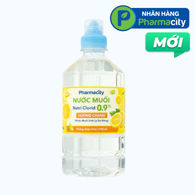 Nước muối sinh lý Pharmacity Natri Clorid 0,9% Hương chanh (500ml)