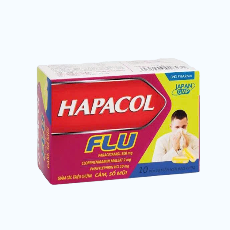 Viên nén Hapacol Flu DHG trị các triệu chứng ho cảm thông thường (Hộp 100 viên)