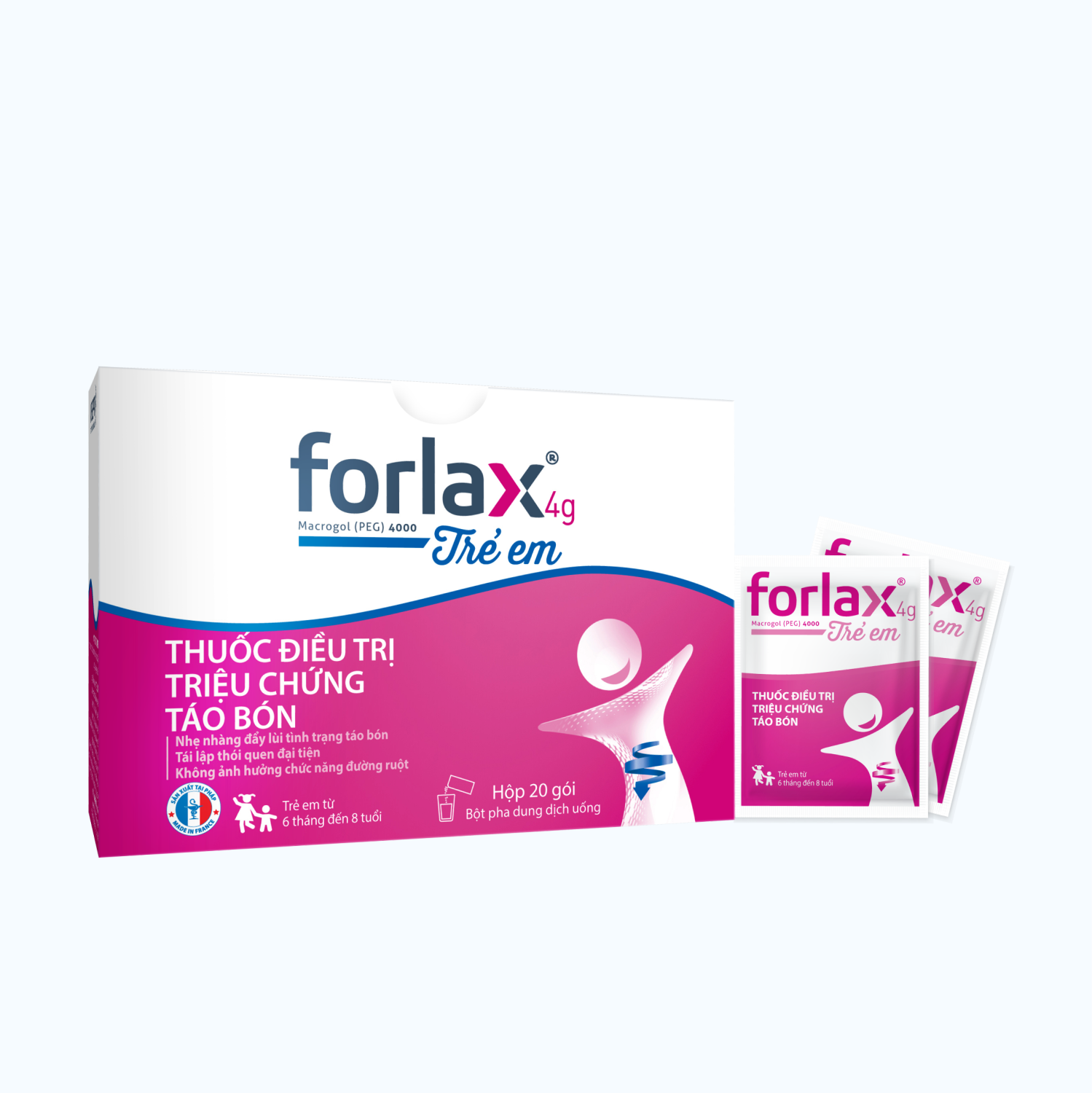 Forlax 4g điều trị táo bón ở trẻ em 6-8 tháng tuổi