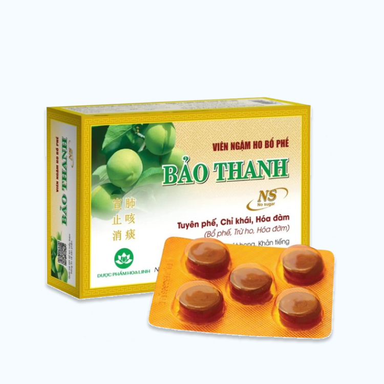 Viên ngậm Bảo Thanh không đường trị ho, bổ phế (20 vỉ x 5 viên)