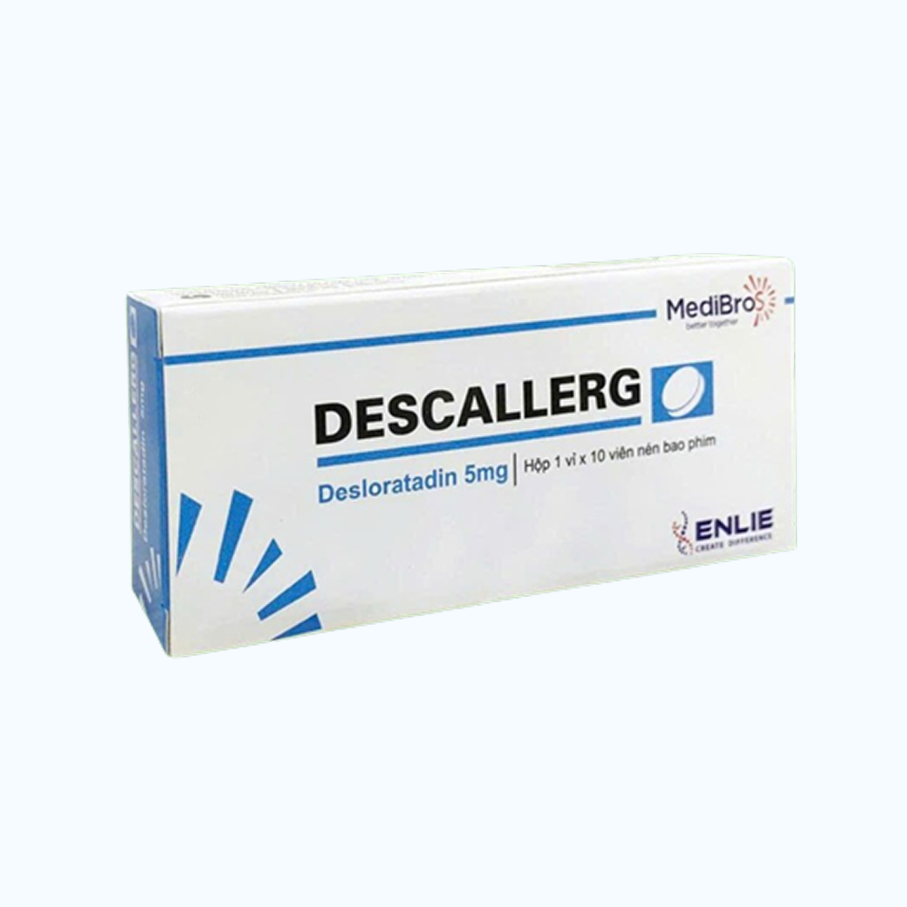 Thuốc Descallerg 5mg điều trị triệu chứng viêm mũi dị ứng (1 vỉ x 10 viên)