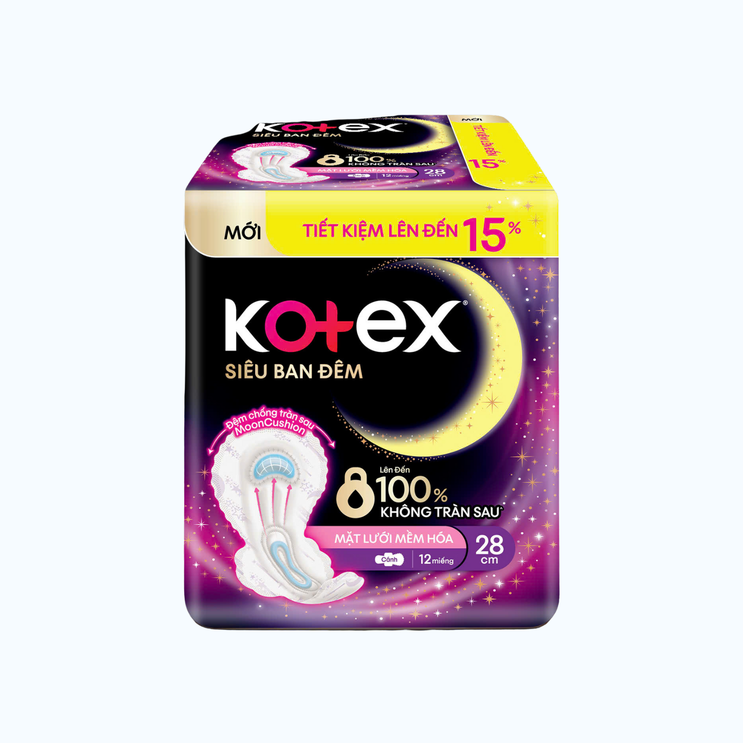 Băng Vệ Sinh Kotex Siêu Ban Đêm Dày Cánh 28Cm 12 Miếng