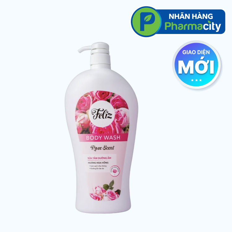 Sữa tắm hương hoa hồng Feliz Body Wash Rose Scent (Chai 1 lít)