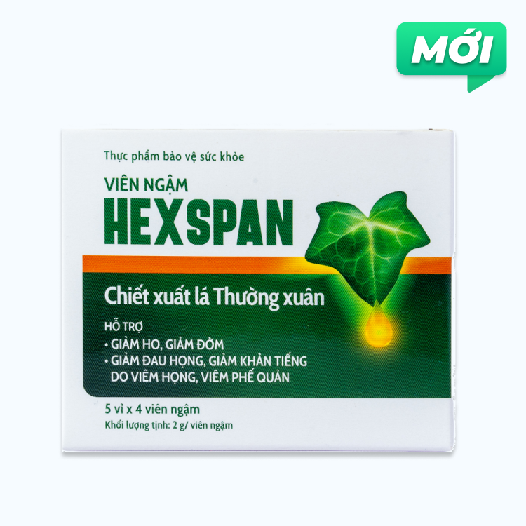 Viên ngậm Hexspan chiết xuất lá Thường xuân giảm ho, đờm (5 Vỉ x 4 Viên)