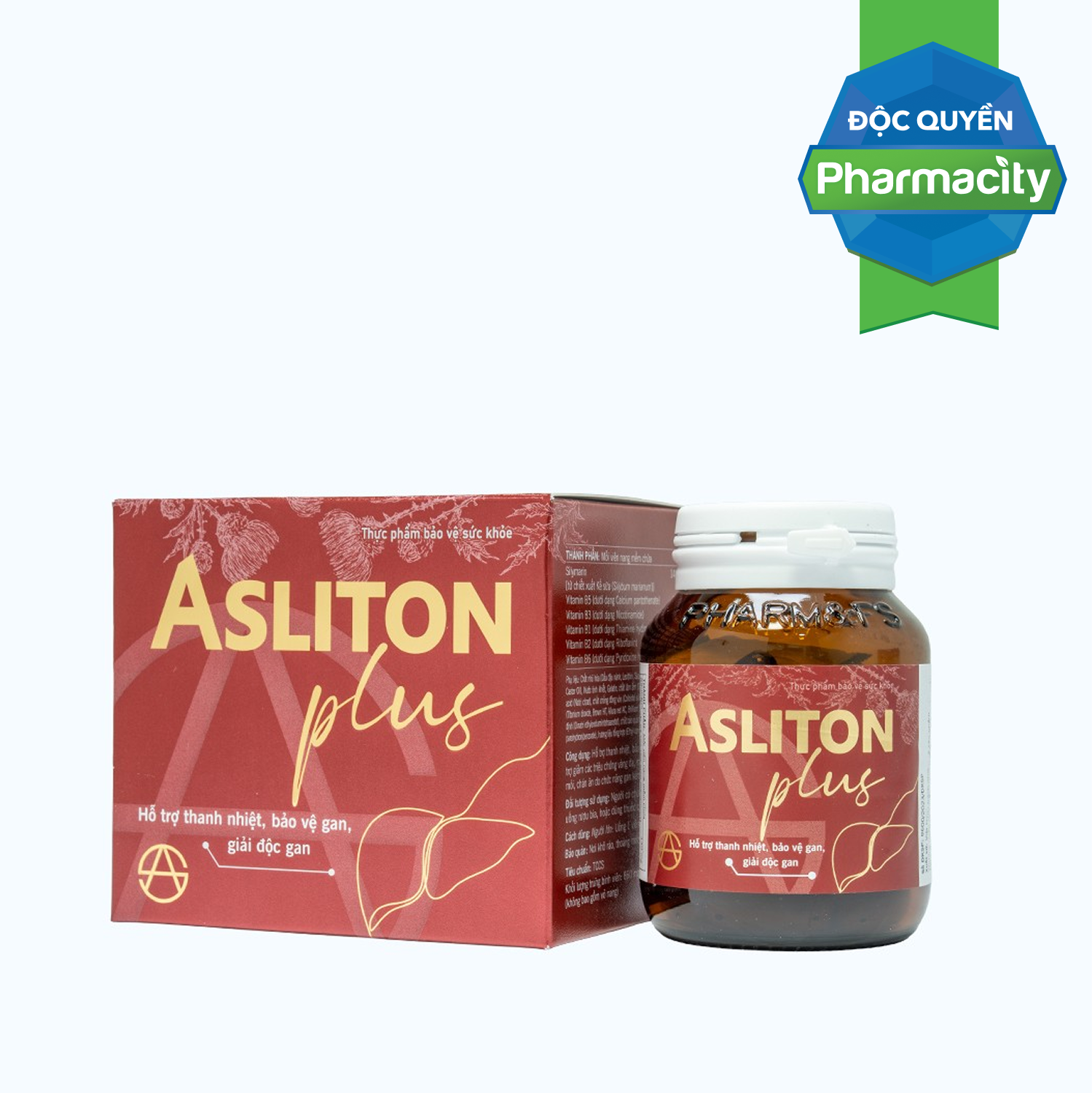 Thực phẩm bảo vệ sức khỏe Asliton Plus hỗ trợ thanh nhiệt, bảo vệ gan, giải độc gan (Hộp 60 viên)