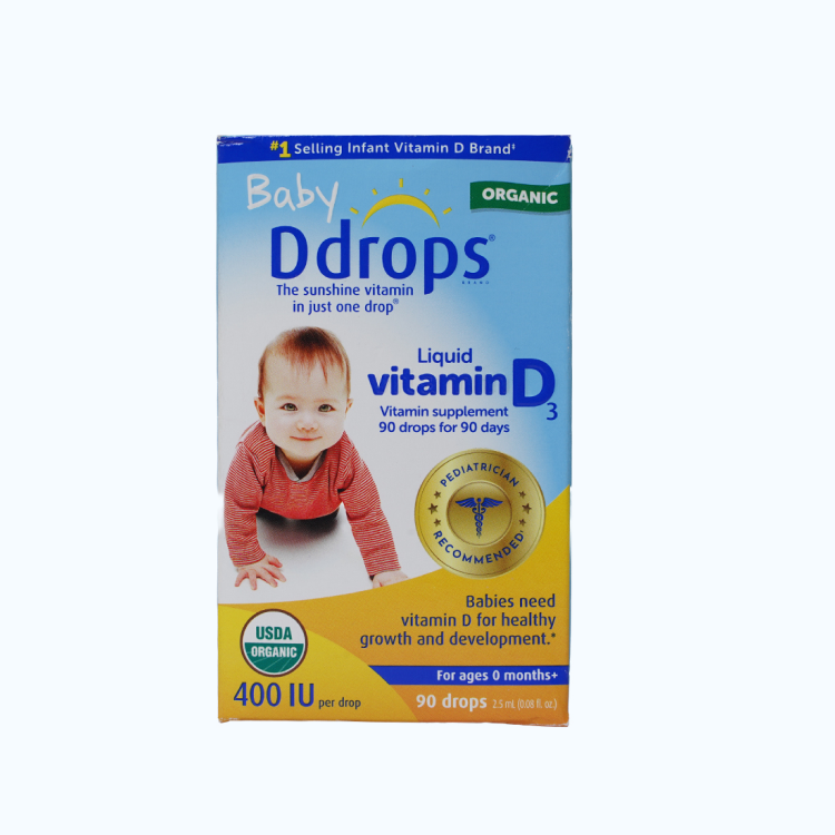 Bổ sung Vitamin D3 Ddrop Baby hỗ trợ hấp thu calci cho trẻ sơ sinh (Chai 2.5ml)