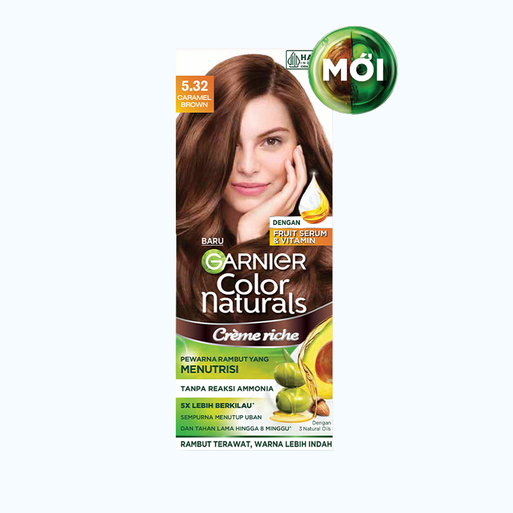 Kem Nhuộm Tóc Garnier Màu 5.32 Nâu Caramel 50g+50ml+5g