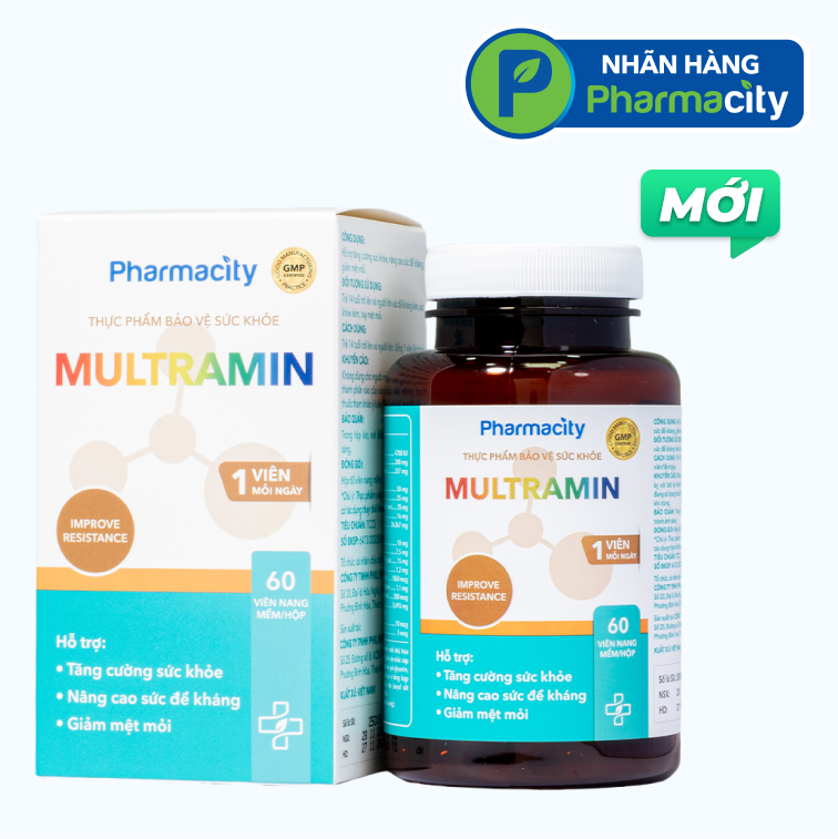 Viên uống Pharmacity Multramin hỗ trợ tăng cường sức khỏe, nâng cao sức đề kháng (60 viên nang mềm)