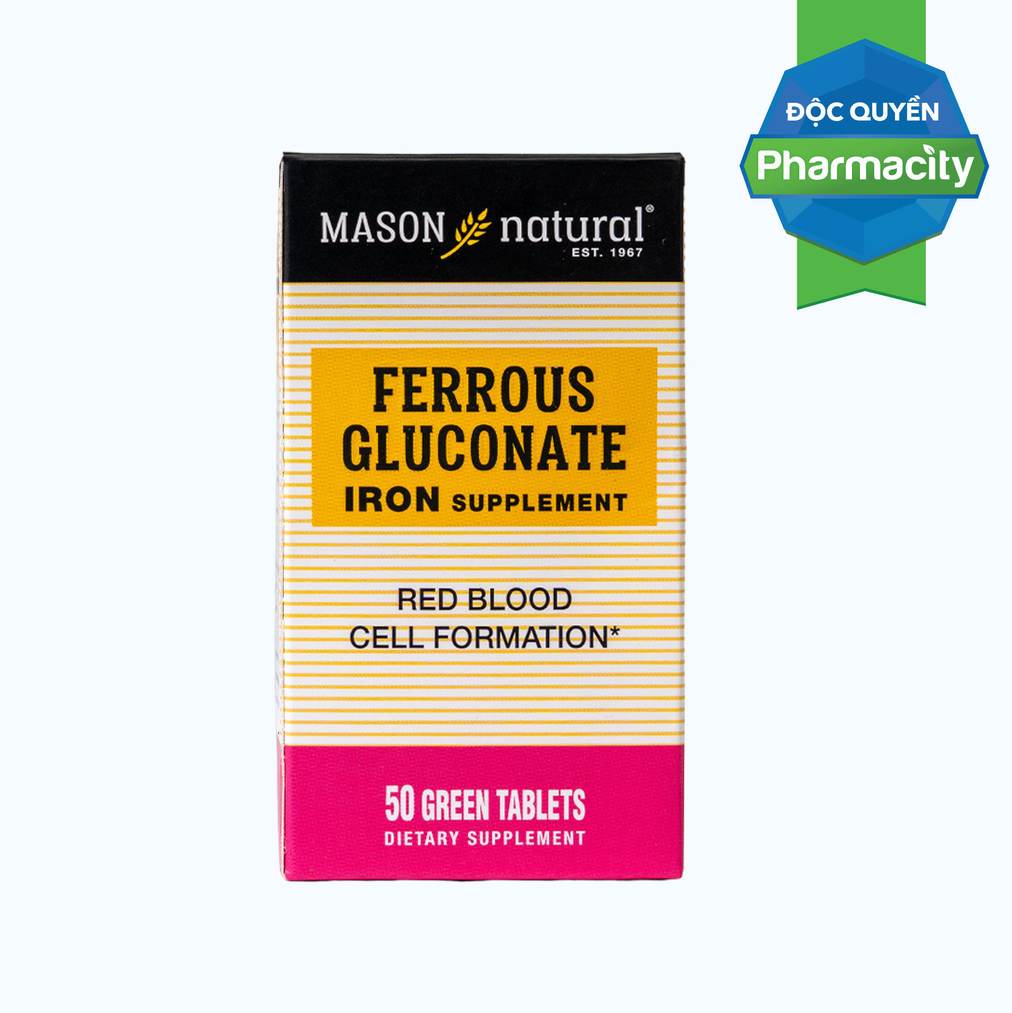 Viên uống Sắt hữu cơ Mason Natural Ferrous Gluconate (Hộp 50 viên)