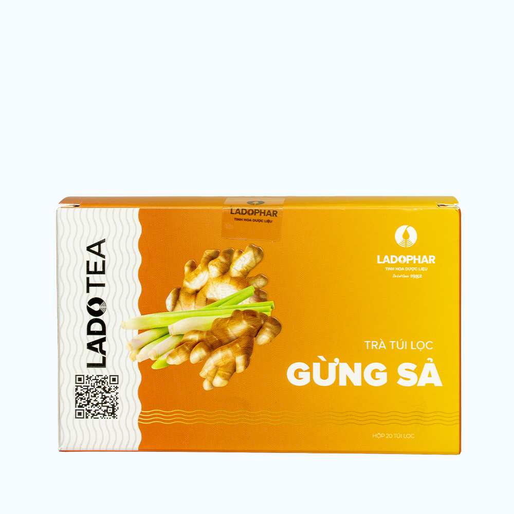 Trà Gừng Sả Ladophar Ladotea (Hộp 20 túi x 2g) hỗ trợ giảm cảm cúm