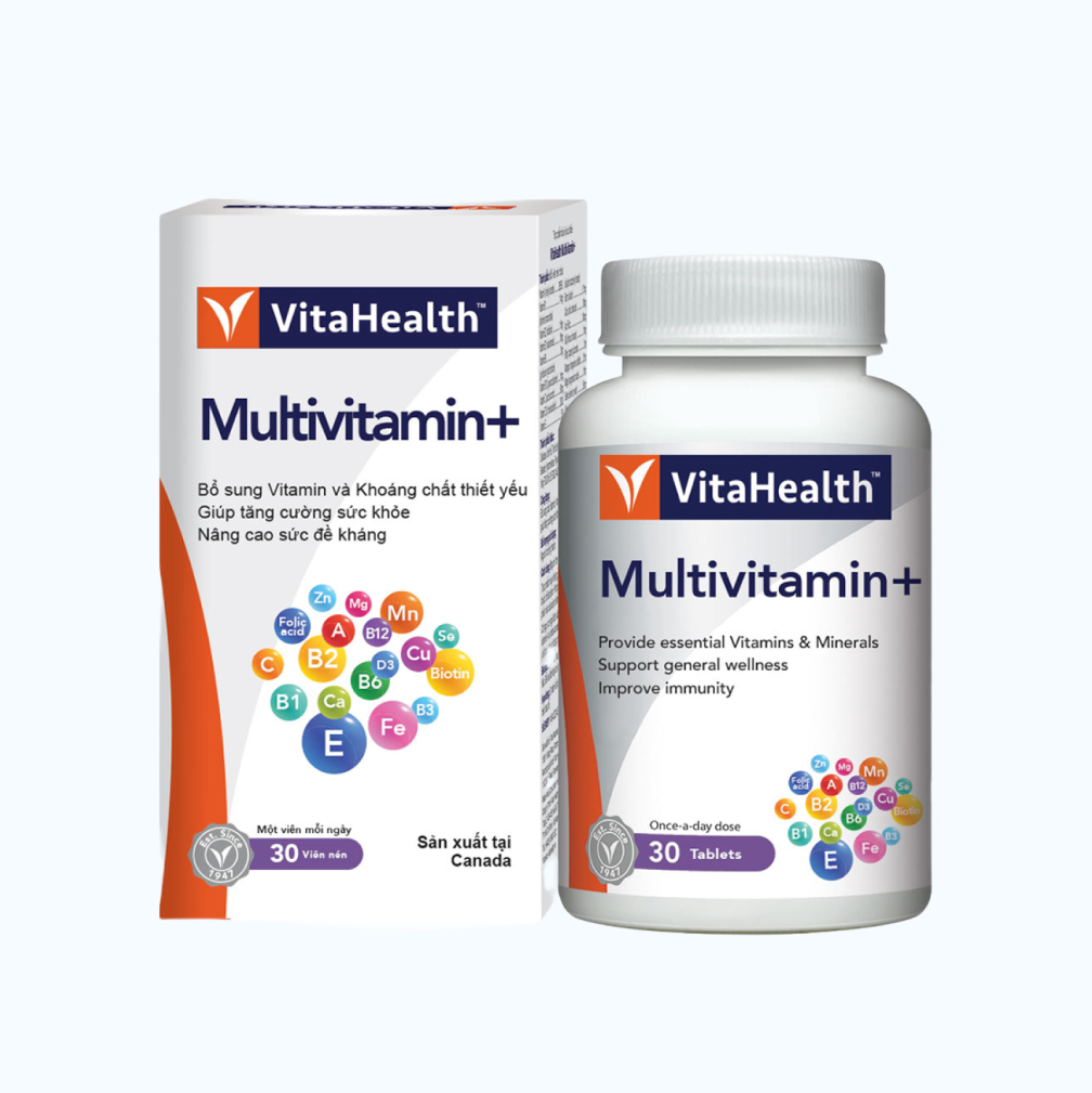 Thực phẩm bảo vệ sức khoẻ VitaHealth Multivitamin+ giúp tăng cường sức khỏe và sức đề kháng (Hộp 30 viên)