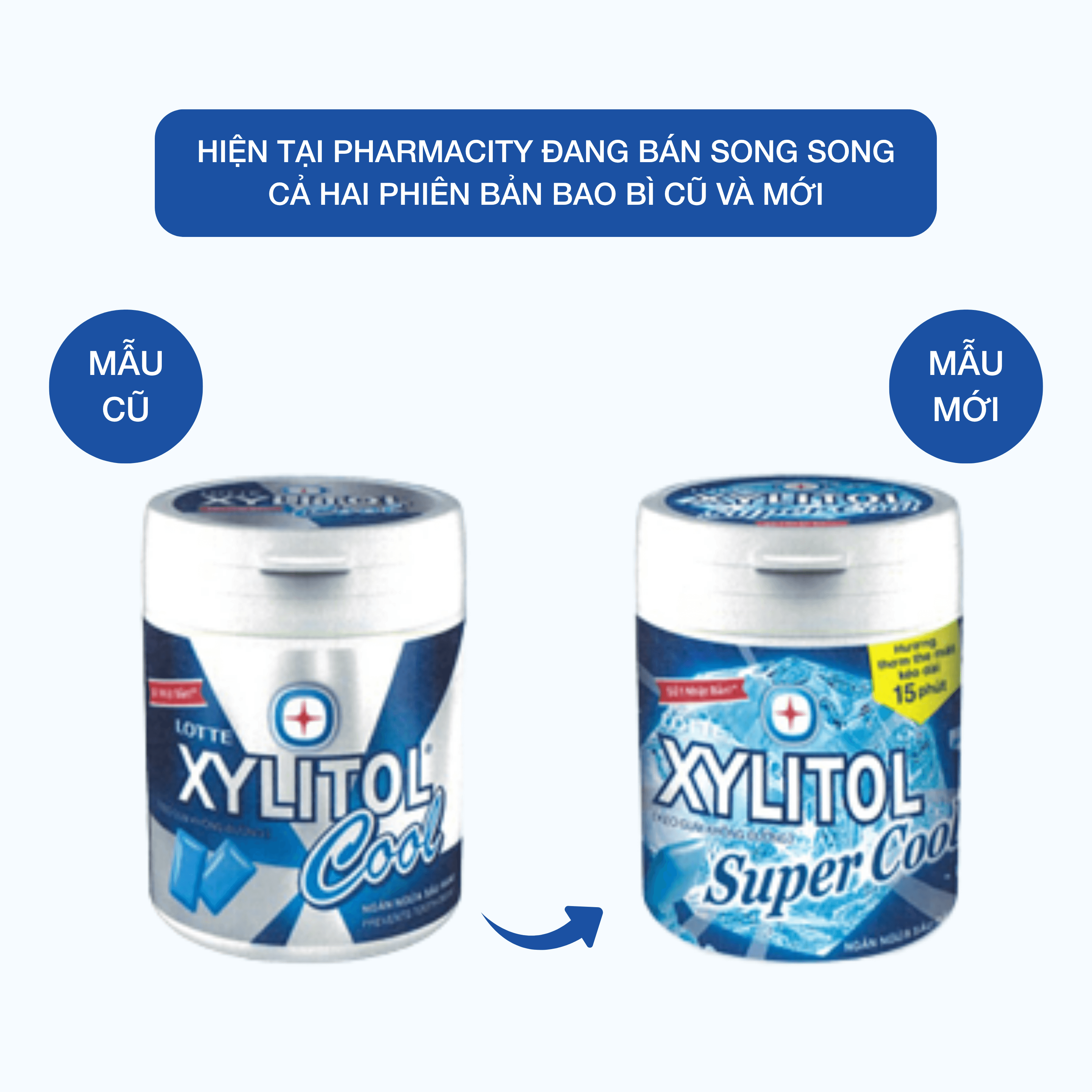Kẹo gum XYLITOL không đường hương bạc hà Super Cool hủ (130.5g)