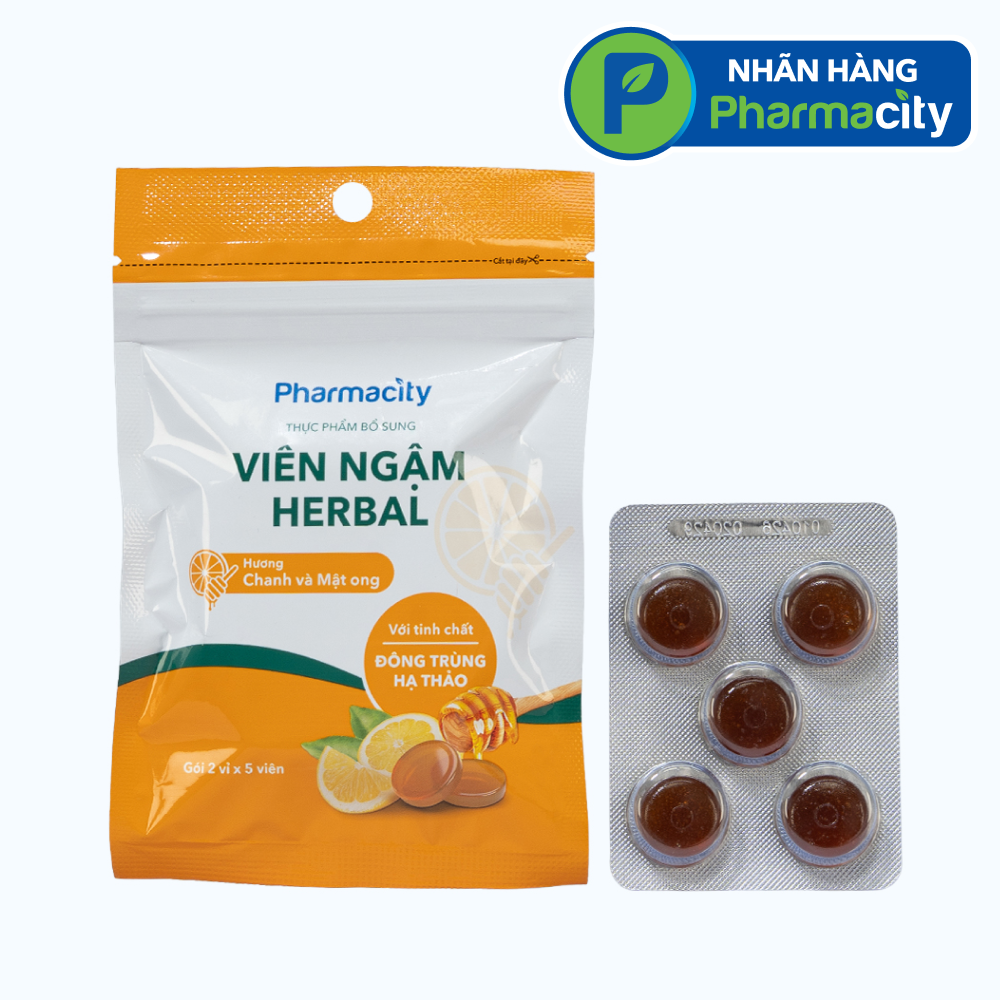 Viên ngậm Herbal Pharmacity Hương Chanh Mật Ong (2 vỉ x 5 viên)