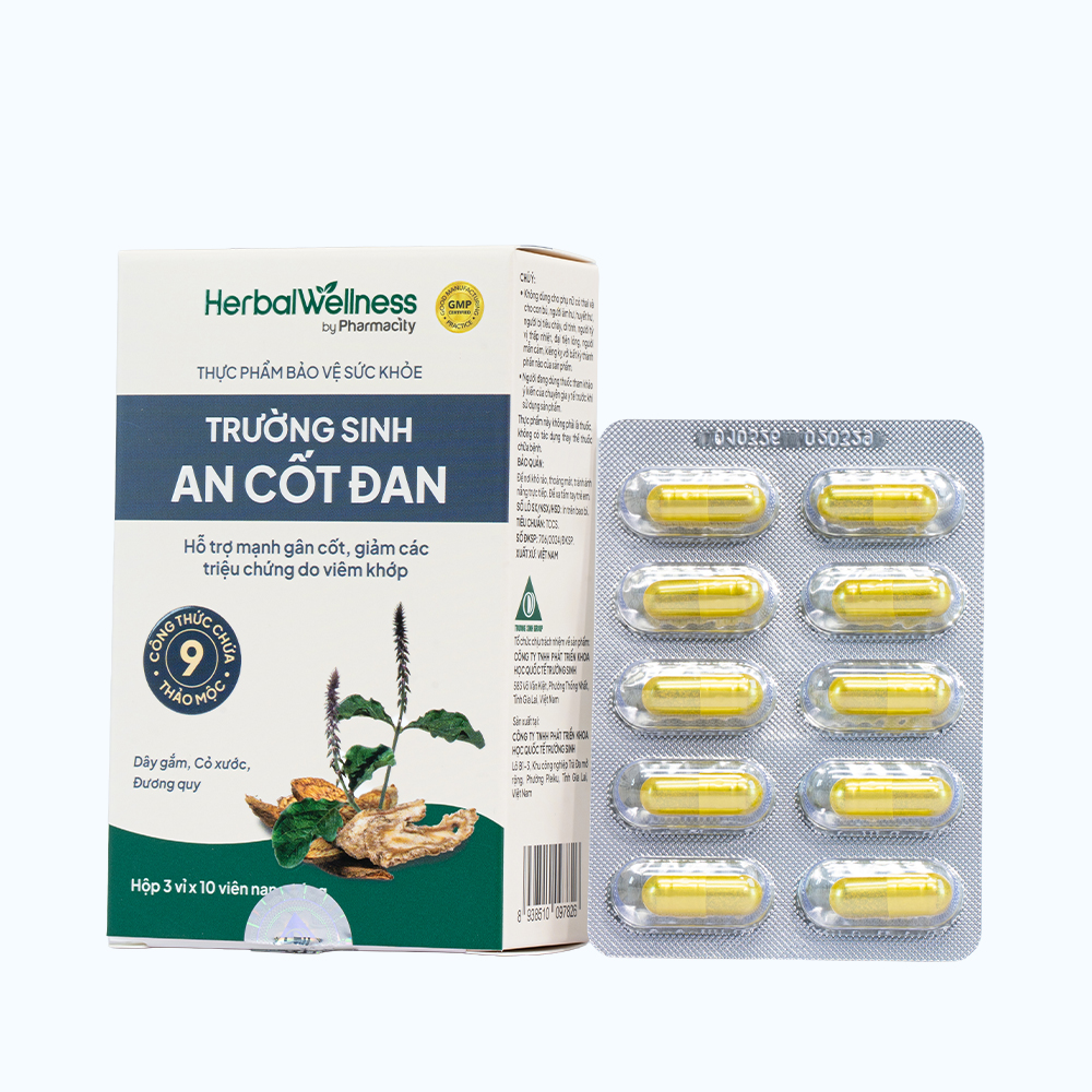 Viên uống Herbal Wellness Trường Sinh An Cốt Đan hỗ trợ giảm triệu chứng do viêm khớp (Hộp 30 viên)