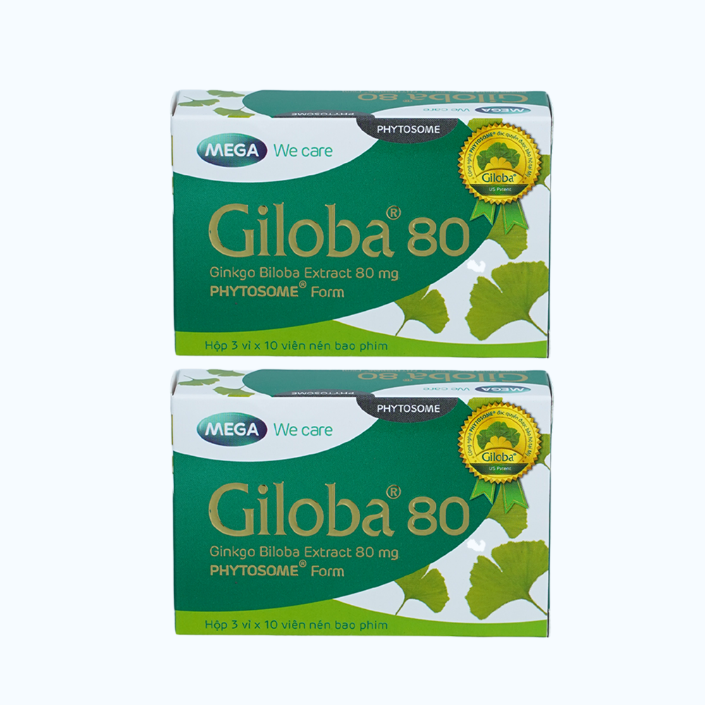 Combo 2 hộp Viên uống Giloba 80 hỗ trợ tăng cường tuần hoàn não (hộp 3 vỉ x 10 viên)