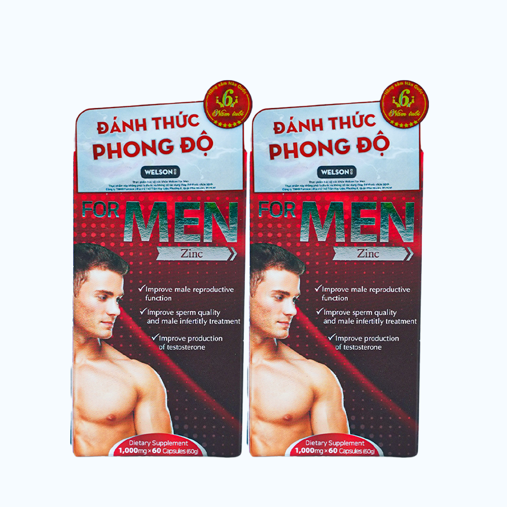 Combo 2 hộp Viên uống Welson For Men hỗ trợ tăng cường sinh lý nam (Lọ 60 viên)