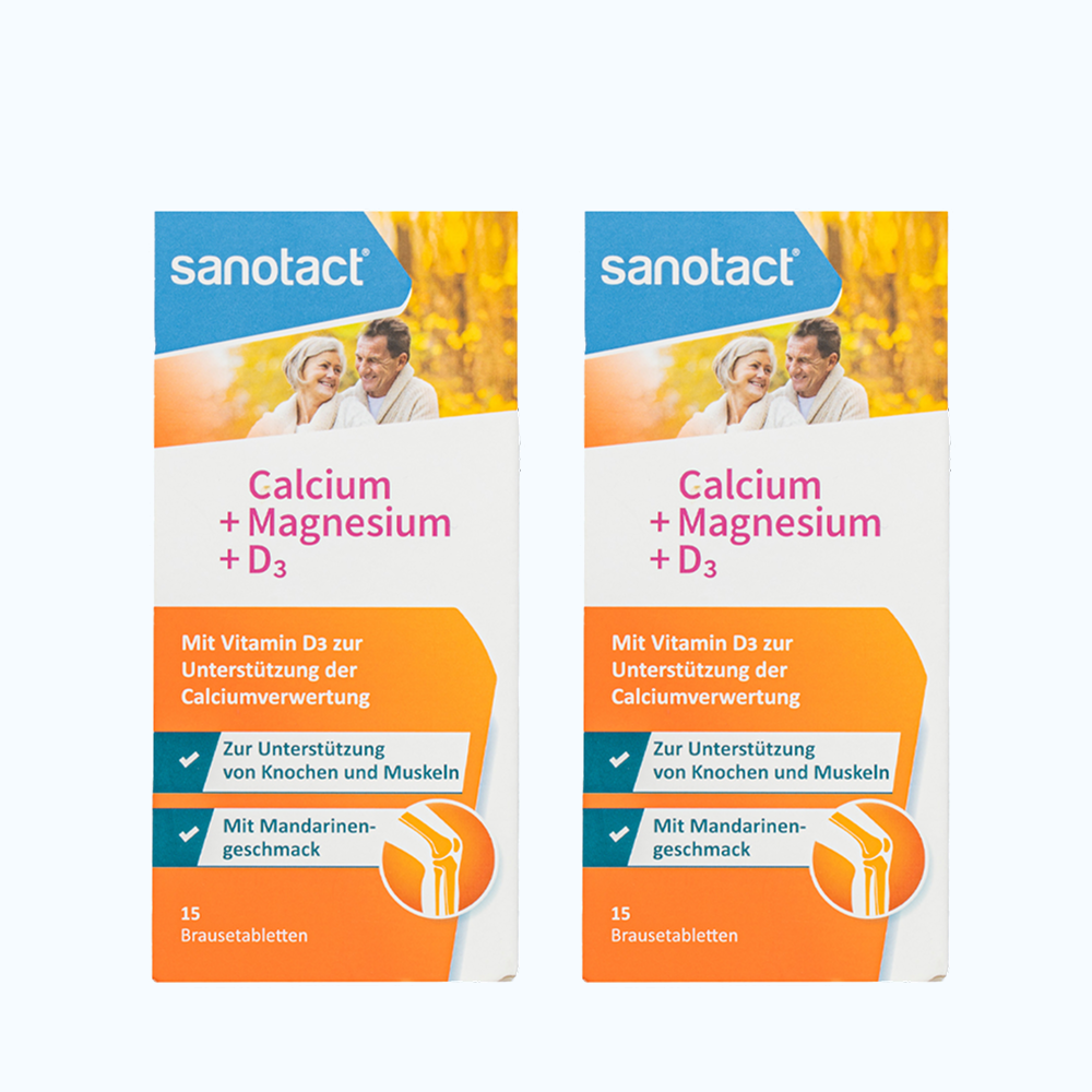 Combo 2 SANOTACT CALCIUM MAGNESIUM D3 Hỗ Trợ Chắc Xương Răng (Tuýp 15 viên)