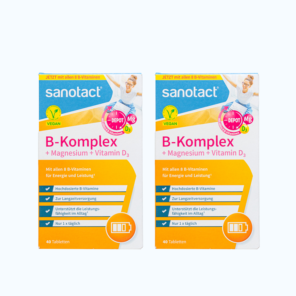 Combo 2 Sanotact B-Komplex Magnesium D3 hỗ trợ tăng sức đề kháng (Hộp 40 viên)