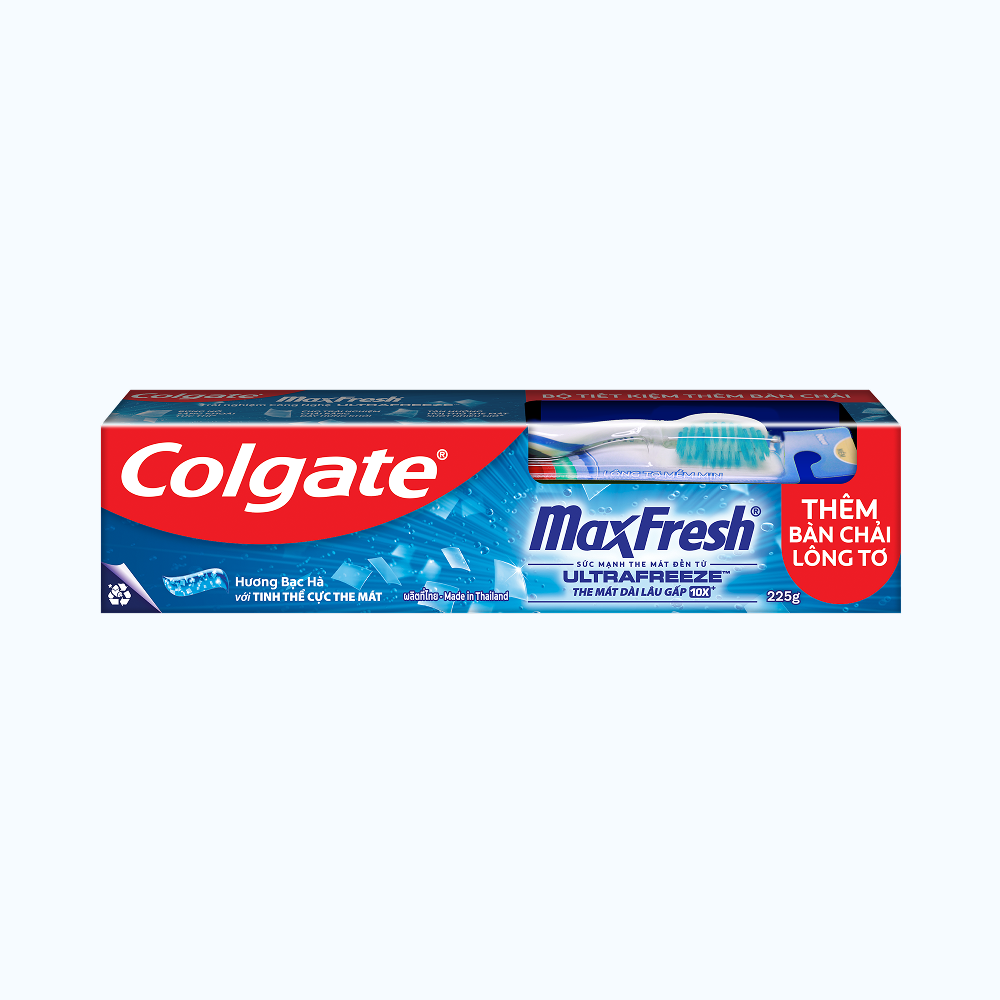 Kem Đánh Răng Colgate Maxfresh Bạc Hà 225Gr Tặng Kèm Bàn Chải Đánh Răn